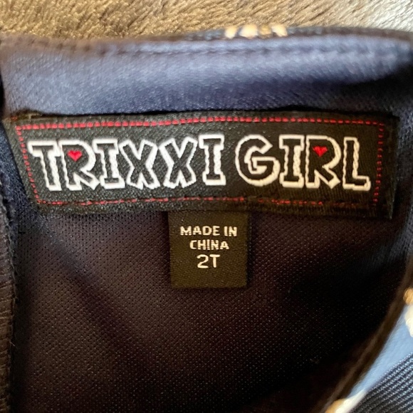 Trixxi girl asymmetric gold and navy unicorn dress size 2T, like new condition - Picture 2 of 3